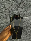 Elegant Gold Necklace Set with Earrings and Bracelet - 1