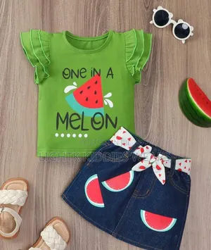 The Children's Place Green Cotton Denim Top and Skirt Set (3-5Y)