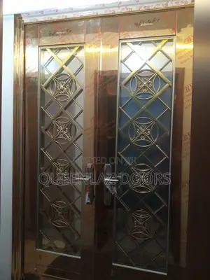 6ft Bakin Karfe Zinariya Ƙofar Gilashi Mai Tsaro