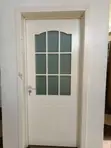 White Solid Wood Door with Glass - 1