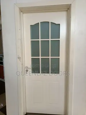 White Solid Wood Door with Glass