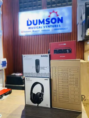AKG P120 Studio Mic, Scarlett Interface, AKG Headphones, SMK25 Keyboard