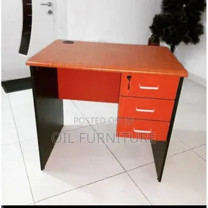 Wooden Office Desk with Lockable 3-Drawer Cabinet
