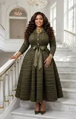 Notch Turkey Gown - Classic V-Neck Long Dress - 2