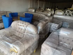 7-Seater Chesterfield Fabric Sofa Set with Table