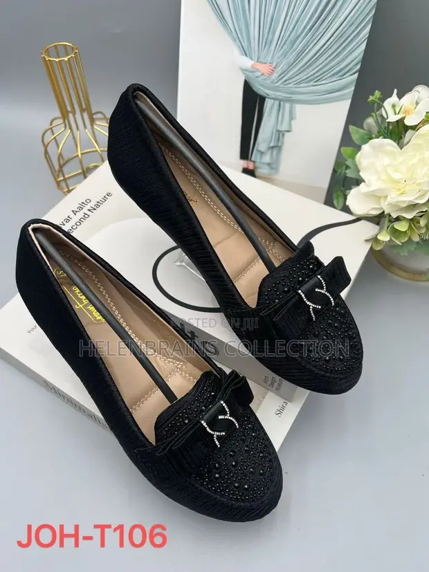 Adir Ladies Flat Shoes with Rhinestones - Black - 1