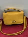 Vibrant Mustard Yellow Croc-Texture Crossbody Handbag - 2