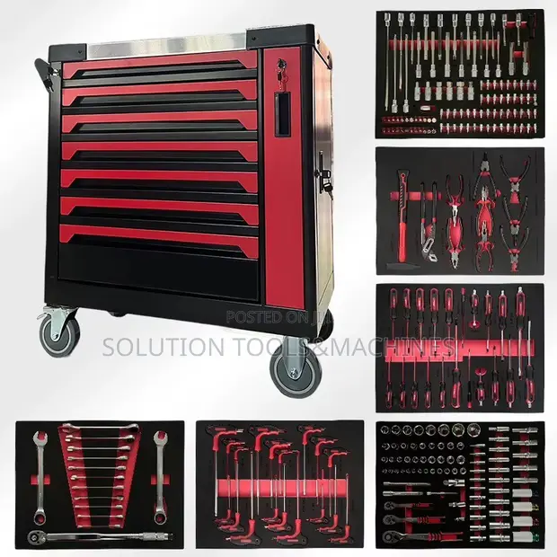 Total 7 Drawer Tool Cabinet with Side Cabinet - 1