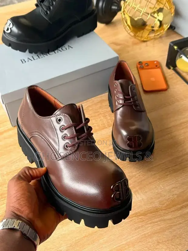 Balenciaga Men's Leather Loafers - Brown - 1
