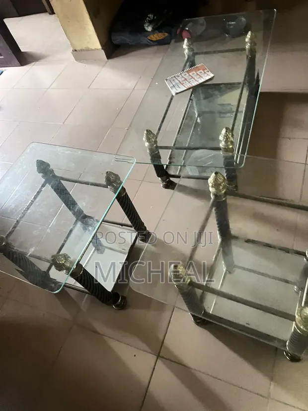 Used Glass Top Center Table Set - 1
