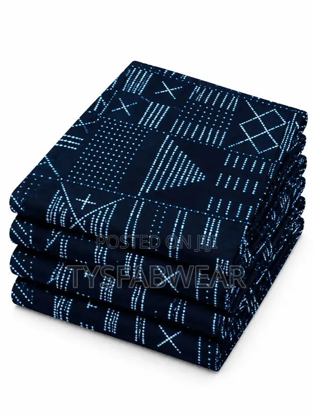 Ankara Fabric - 6 Yards, 100% Cotton, Blue - 1