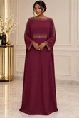Elegant Burgundy Abaya with Stones - 2