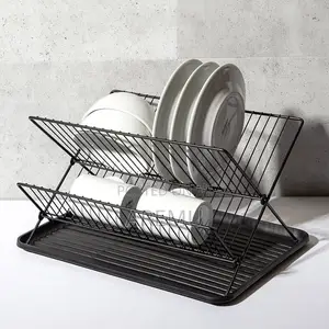 2-Tier Stainless Steel Plate Rack with Drainer