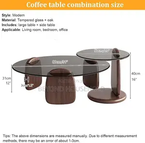 Dark Walnut Tempered Glass Top Coffee Table Set