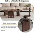 Dark Walnut Tempered Glass Top Coffee Table Set - 3