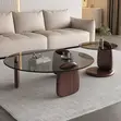 Dark Walnut Tempered Glass Top Coffee Table Set - 4