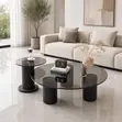 Tempered Smoked Glass Black Cylinder Coffee Table Set (2-Piece) - 1