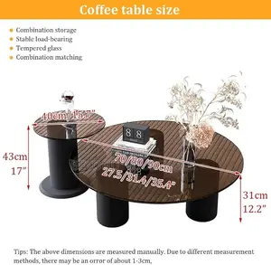 Tempered Smoked Glass Black Cylinder Coffee Table Set (2-Piece)