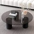 Tempered Smoked Glass Black Cylinder Coffee Table Set (2-Piece) - 3
