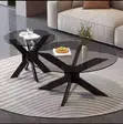 Modern Tempered Glass Cross-Base Coffee Table Set (2-Piece) - 3