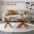 Modern Tempered Glass Cross-Base Coffee Table Set (2-Piece) - 5