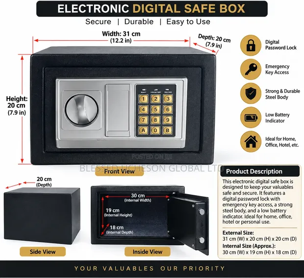 Brand New Hotel Safe - Digital Lock with Master Key - 1