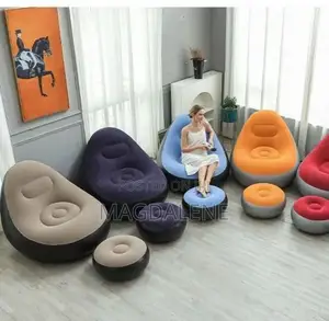 Brand New Inflatable Sofa with Foot Stool - Red/Silver