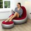Brand New Inflatable Sofa with Foot Stool - Red/Silver - 2