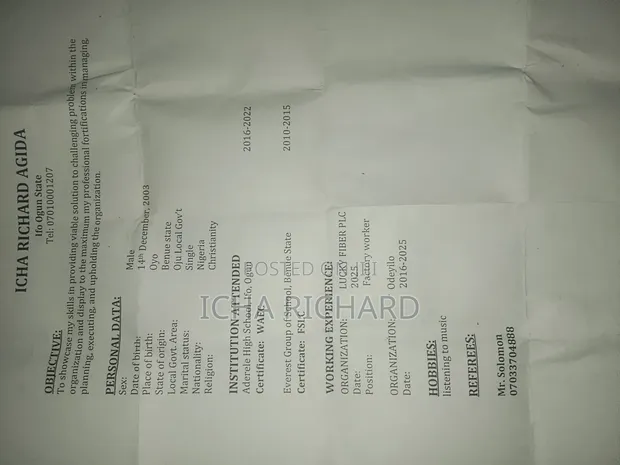 Hotel Staff CV - Hardworking & Responsible - 1