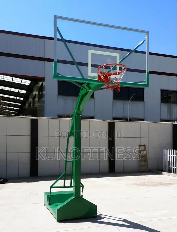 Steel Olympic Basketball Stand with Glass Board, Adjustable Height - 1