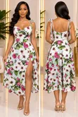 Floral Midi Dress with Tie-Straps - 1