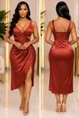 Satin Midi Dress - Copper - 2
