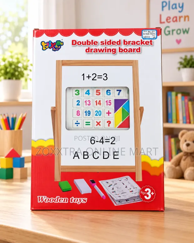 Double-Sided Wooden Drawing Board for Kids - 1