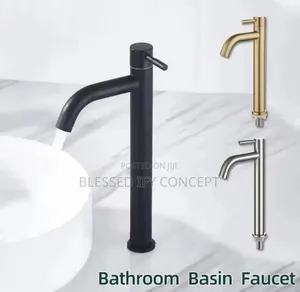 Quality Long Neck Single Basin Tap - Black/Gold Chrome
