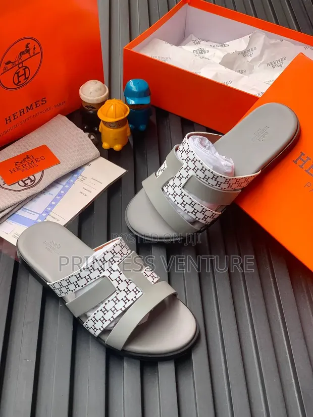 Men's Hermes Slippers - Pure Leather - 1