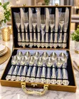 24-Piece Gold Stainless Steel Cutlery Set with Storage Case - 1