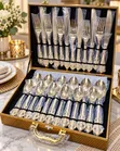 24-Piece Gold Stainless Steel Cutlery Set with Storage Case - 2