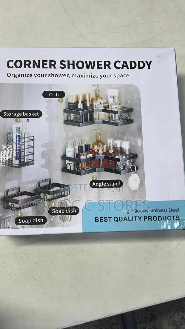 Corner Shower Caddy with Storage Basket & Soap Dishes - 1