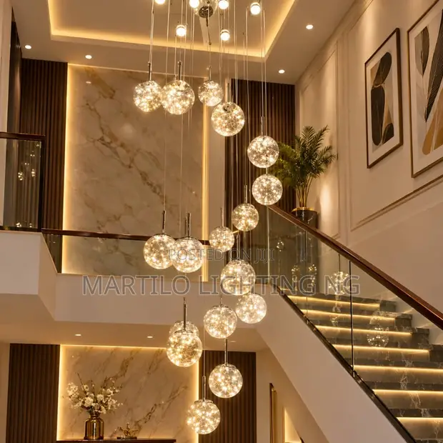 Gold Natural LED Chandelier for Parlor/Staircase - 1