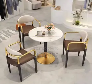 Luxury Marble Effect Round Dining Set (3-Seater)