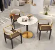 Luxury Marble Effect Round Dining Set (3-Seater) - 1