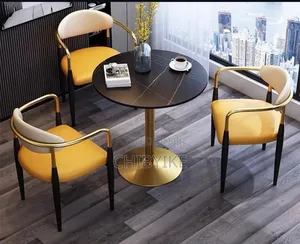 Luxury Marble Effect Round Dining Set (3-Seater)