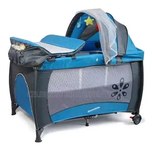 Baby Cot with Net - Blue - 1