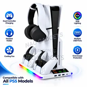 PS5 Cooling Stand da Hasken RGB & Caja Mai Sarrafa