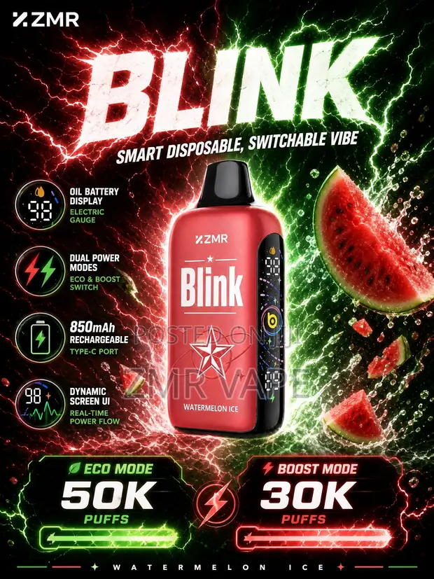 ZMR BLINK Watermelon Ice Rechargeable Disposable Vape - 50,000 Puffs - 1