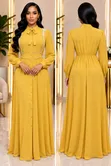 Long Sleeve Maxi Dress with Pearl Accents - 2