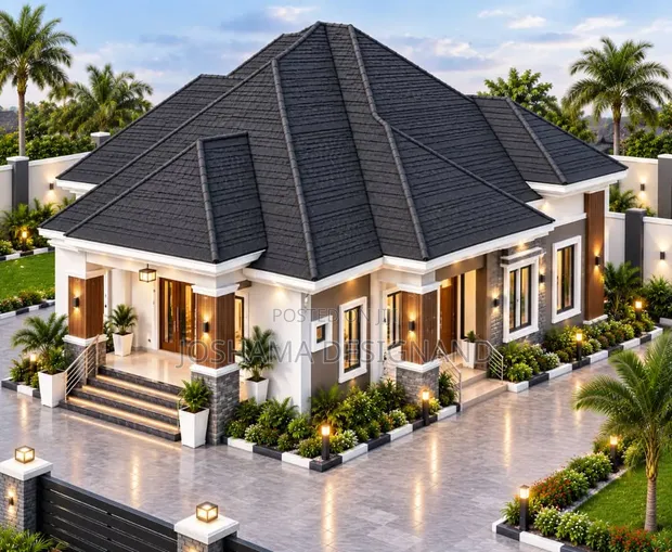 Architectural Drawing: 3-Bedroom Ensuite Bungalow - 1