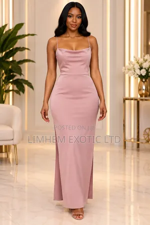 Dusty Pink Satin Maxi Dress with Cowl Neck