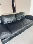5 Seater Black Leather Couch - 1
