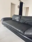 5 Seater Black Leather Couch - 4